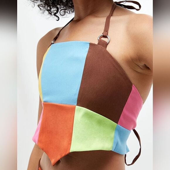 The Ragged Priest Rodeo Patchwork Halter Top Size Medium NWT - Picture 2 of 8